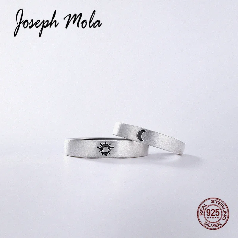 

Joseph Mola 925 Sterling Silver Lovers Ring Vintage Sun Moon Romantic Resizable Rings For Women Man Simple Style Fine Jewelry