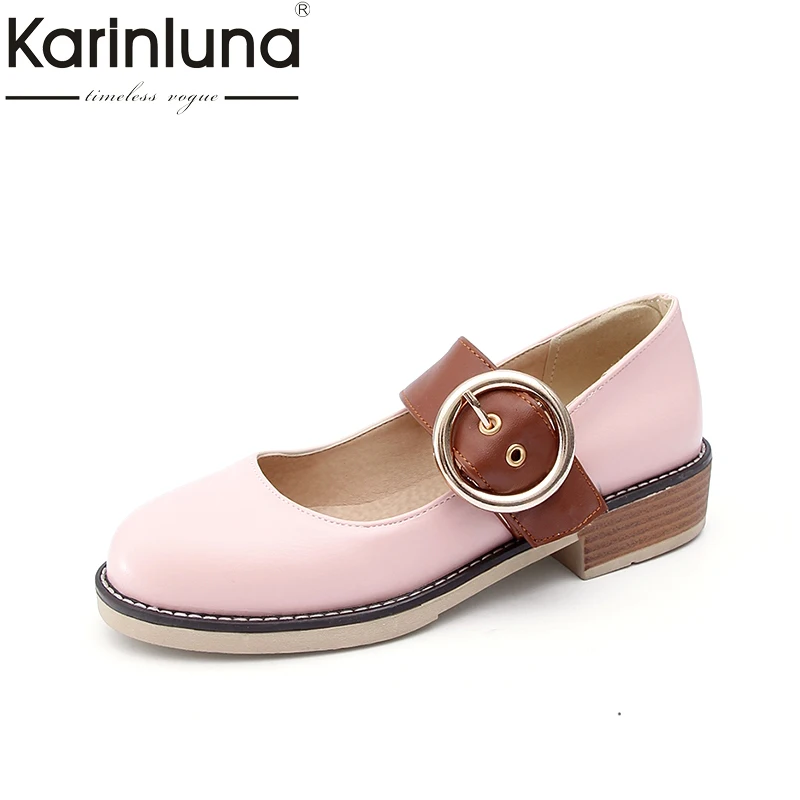 

Karinluna High Quality Big Size 34-43 Round Toe Buckle Strap Pumps Lady Solid Candy Colors Shoes Woman Spring Women Pumps