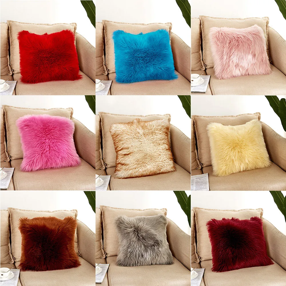 

Gacsidy Store Fashion Plush Furry Throw Pillow Case Home Bed Room dakimakura