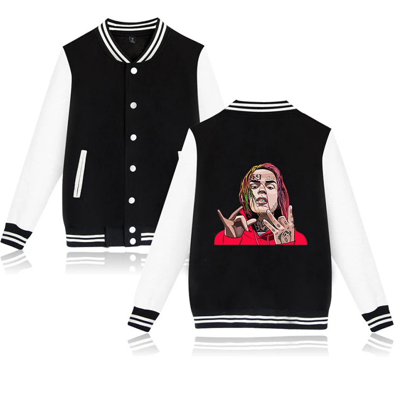 Модная спортивная бейсбольная куртка 6ix9ine в стиле хип хоп Мужская и Женская
