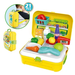 Sac à dos Portable en plastique pour enfants, 21 pièces, jouets de maison, sac à dos en plastique, jouets de cuisine pour bébés, ensemble de médecin pour enfants, 2022 