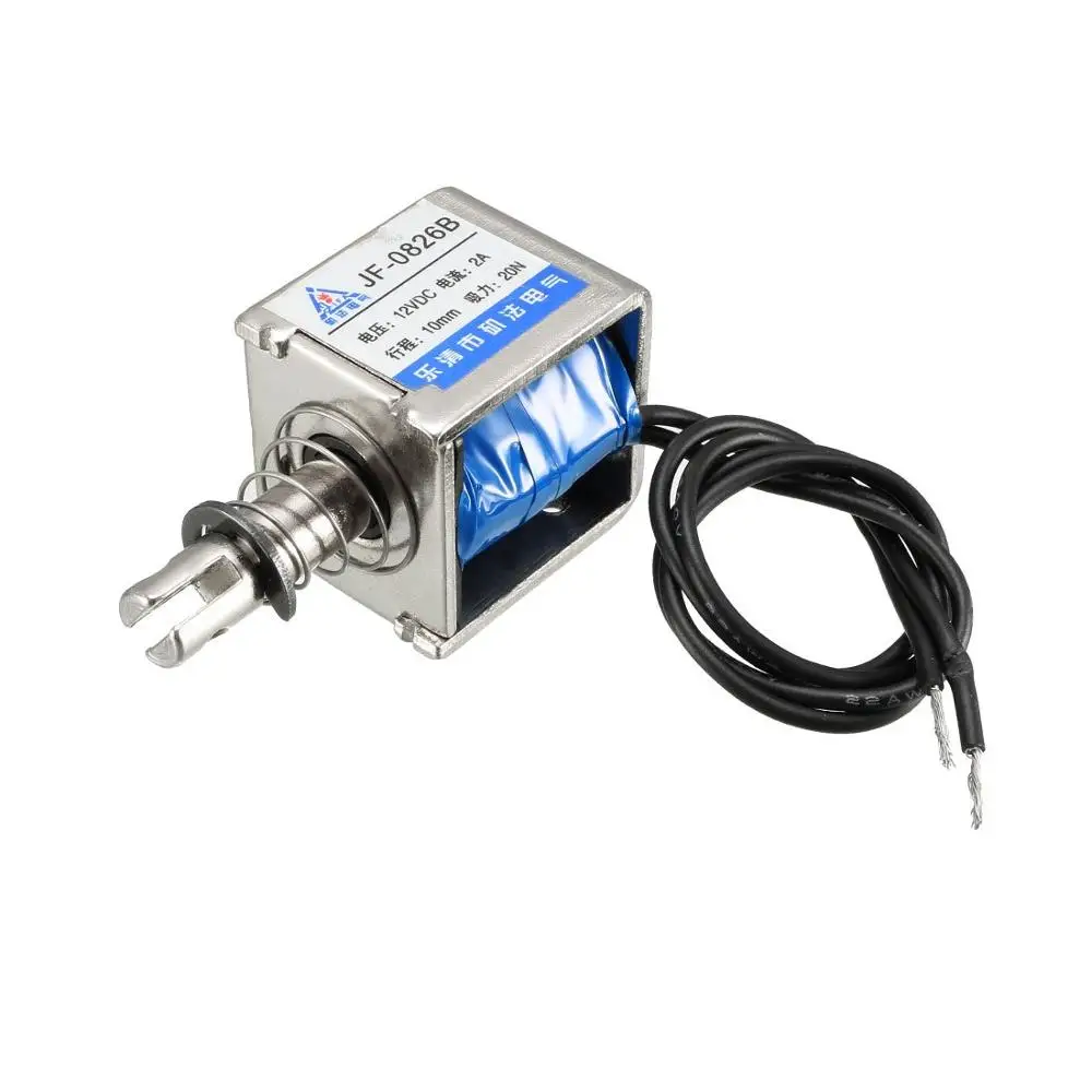 

JF-0826B DC DC6V/12V/24V 2A 20N 10mm Pull Push Type Open Frame Linear Motion Solenoid Electromagnet