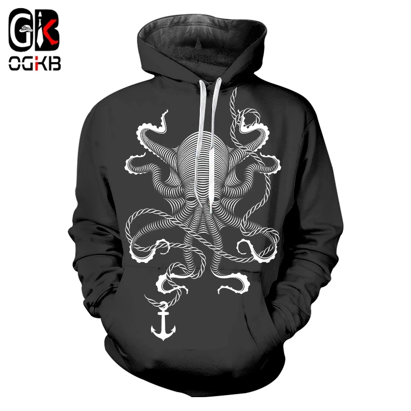 

OGKB Pullover Men Factory Long 3D Hoody Printing Fishing Octopus Hip Hop Big Size Clothes Hombre Winter Hoodies Sweatshirts