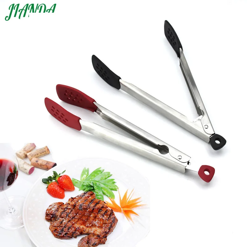 JIANDA Food Grade 100 Silicone food tong Kitchen Tongs utensil Cooking Tong clip Clamp