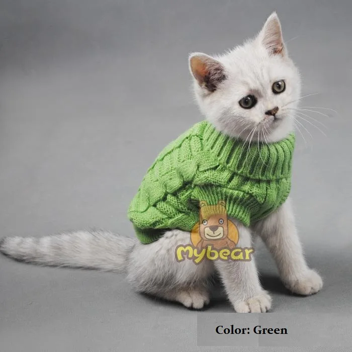 Spagetti цветной теплый осенне-зимний свитер для собаки для кошки, джемпер для питомца, одежда для кошек, маленьких кошек, собак, домашних животных - Цвет: Green