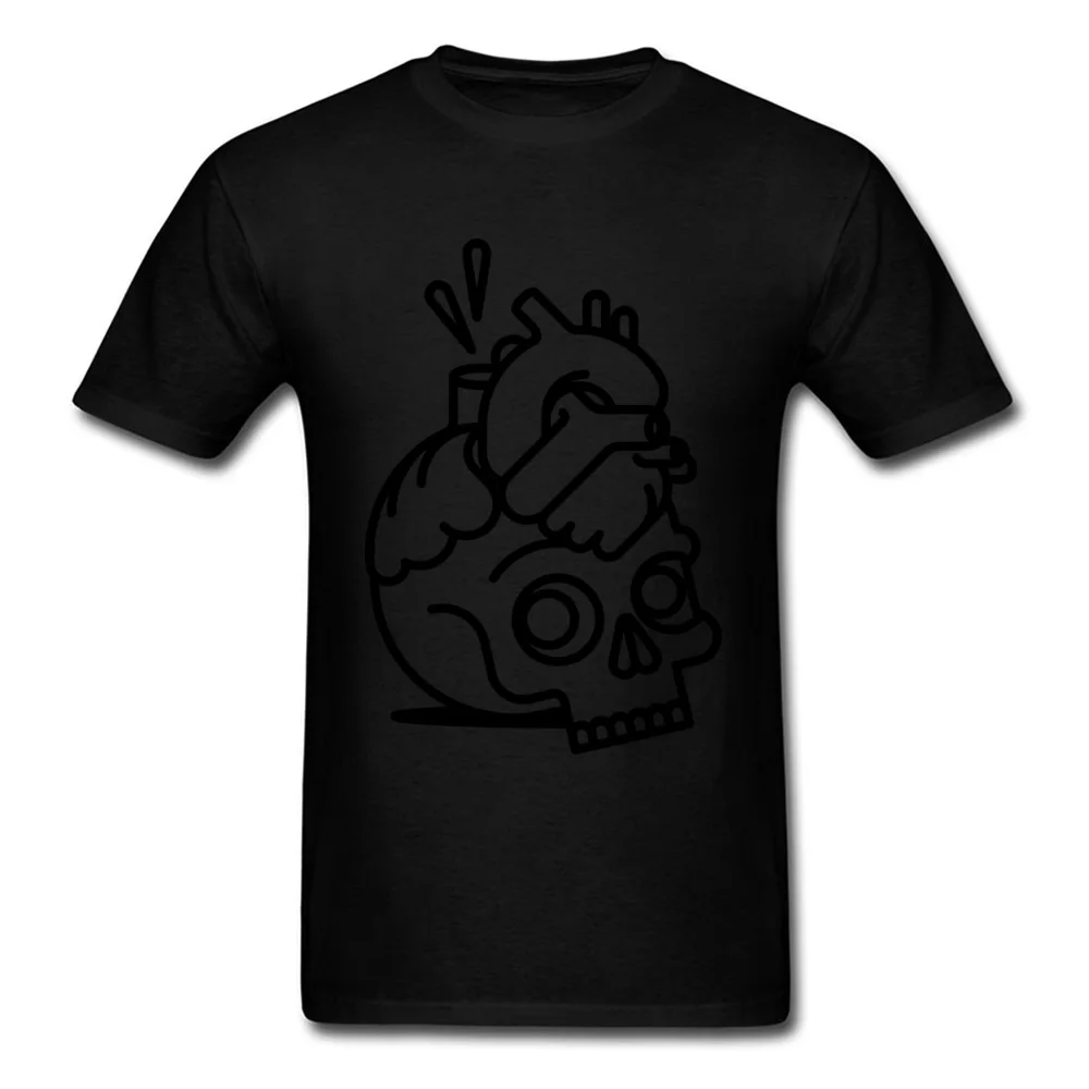 Skull Heart Men On Sale Group Tops T Shirt O Neck Lovers Day All Cotton T-shirts Casual Short Sleeve Sweatshirts Skull Heart black
