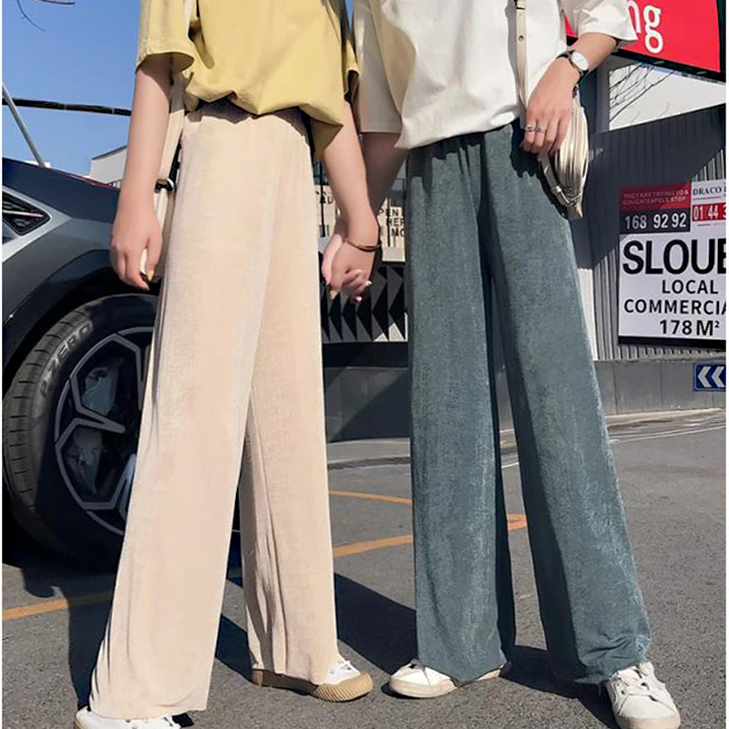 DASSWEI Fashion Wide Leg Pants Women Casual Elastic High Waist loose Pants Summer Pleated Long Solid Pant Trousers Femme