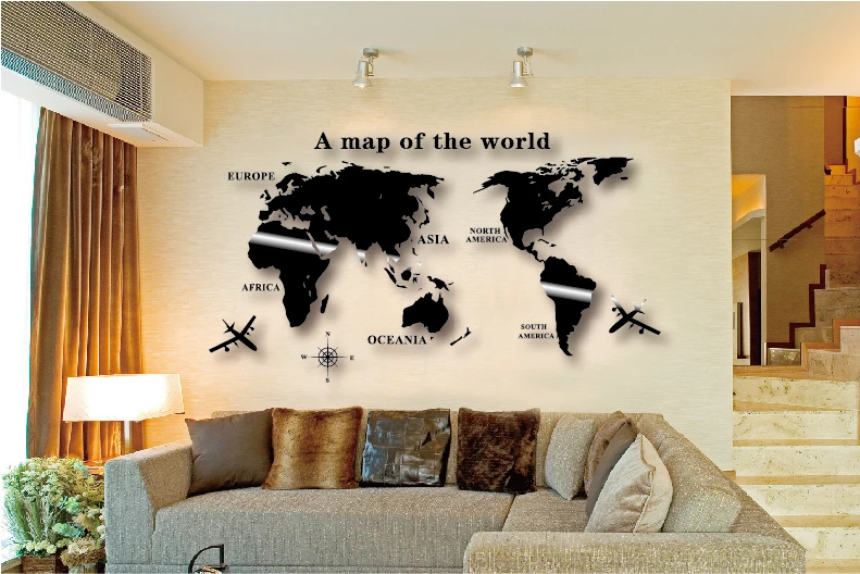 Карта мира Настенная Наклейка Mapa Mundial Wereldkaart Pegatinas Paredes Decoracion Adesivos De Parede Глобус земля Декор 3D акрил