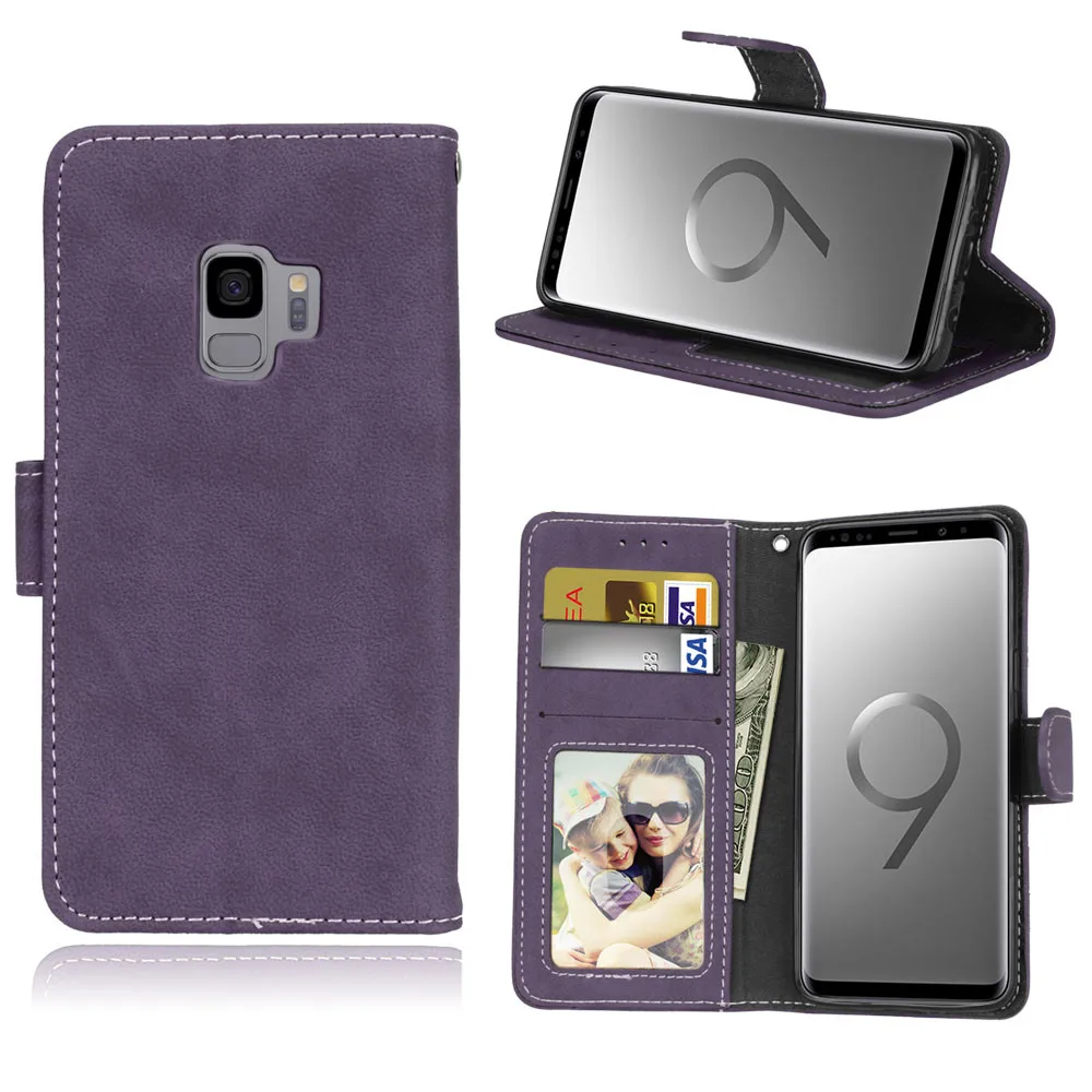 Luxury Flip Leather Case for Samsung Galaxy S7 Edge S8 Plus S9 Plus Stand Cover Matte Leather Cases for Sumsung Galaxy S5 S6 S7 S8 S918