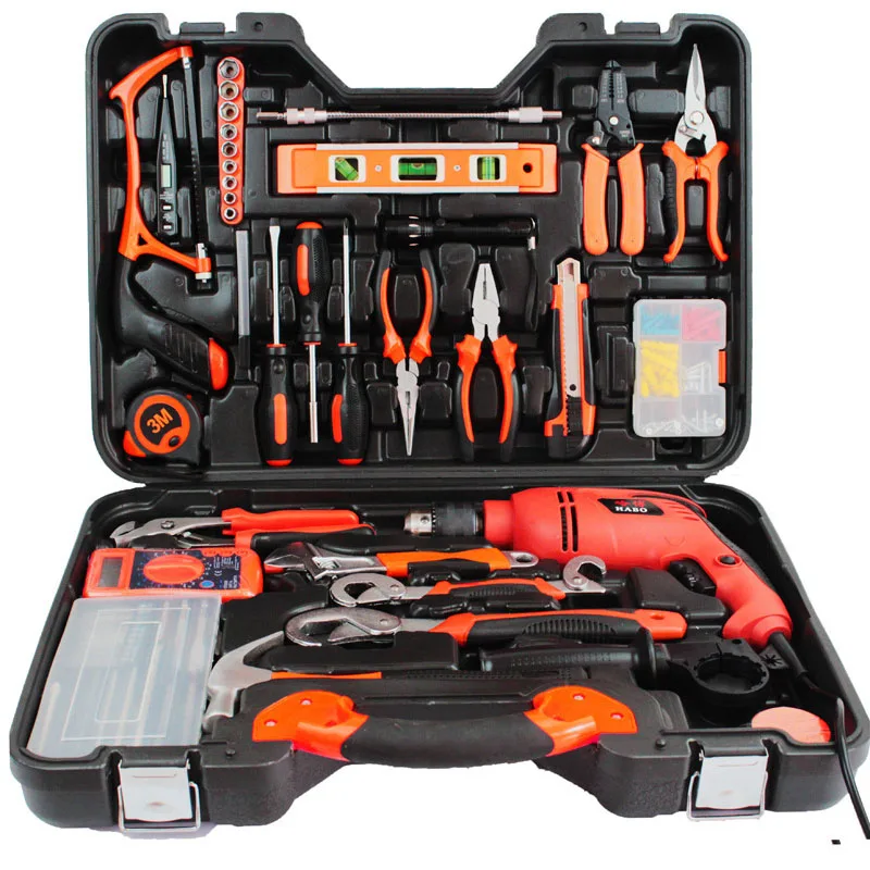

Hardware tool combination set Woodworking electrician manual toolbox impact electric drill power tool