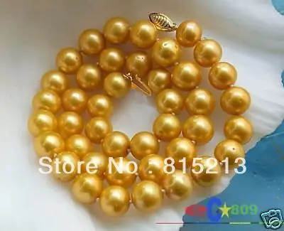 

ddh001609 AAA++ 17" 11MM ROUND GOLD FRESHWATER PEARL NECKLACE 14KGP 28% Discount