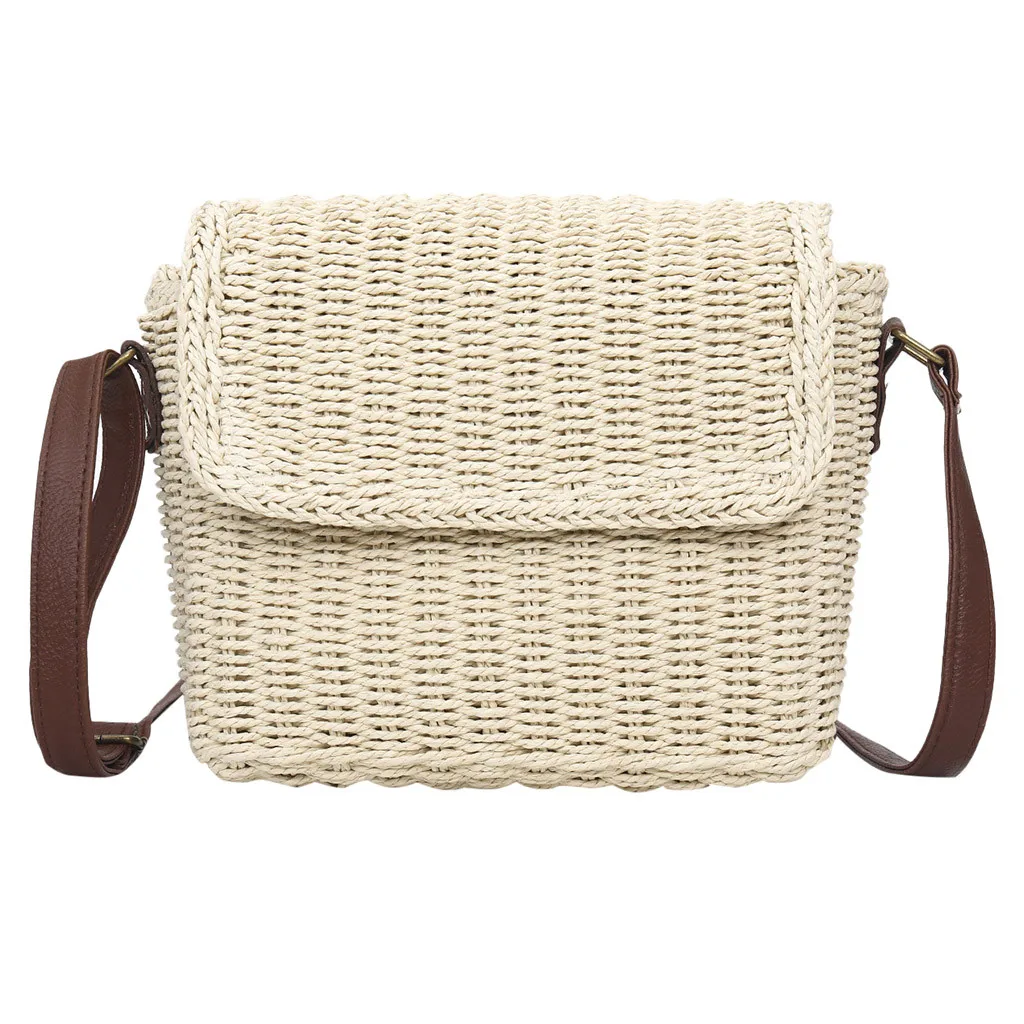 

Women's Fashion Straw Woven Bag Solid Color Hollow Handbag Multi-Function Shoulder Bag Handmade Small square package p