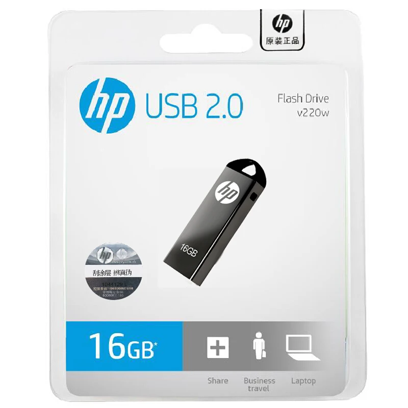 Оригинальная ручка-накопитель hp, 8 ГБ, 16 ГБ, 32 ГБ, 64 ГБ, usb 2,0, V220W, гладкий металлический диск на ключ, DJ, Заказная карта памяти,, флешка