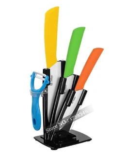 5 шт. Кухня Керамический Нож Набор " 5" "-Дюймовый Керамический Нож+ Овощечистка+ Подставка - Цвет: Mix Handle Color