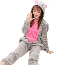 Розовые серые пижамные комплекты фланелевые Семейные пижамы зимняя ночная рубашка с животными волк пижамы для женщин взрослых 4XL