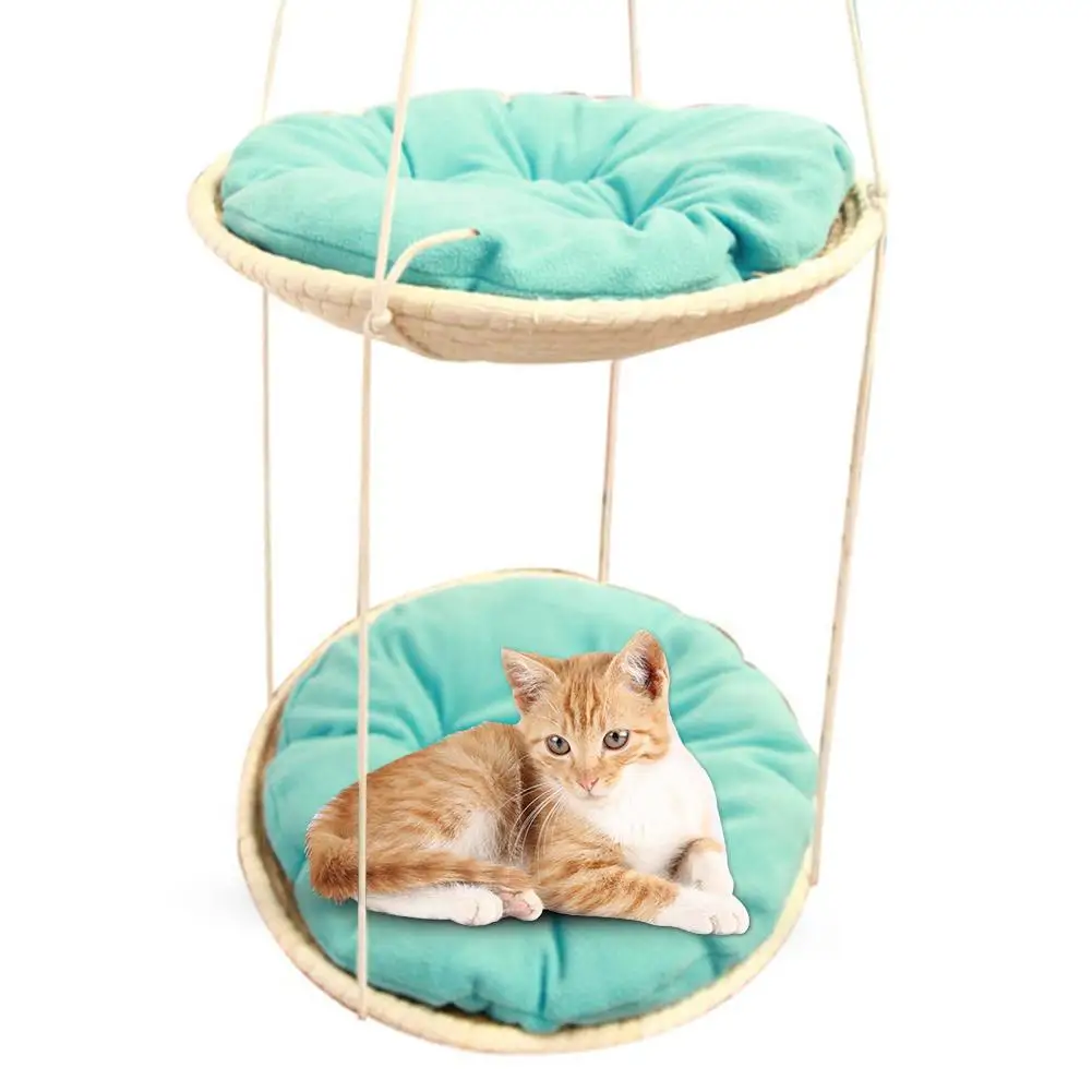 

Cat Hammock Bed Pet Removable Cosy Non-Toxic Cushion Straw Climbing Bed Warm Soft Hanging Cushion Bench Hammock Hanging Cat Bed