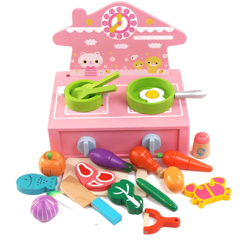 blue wooden toy kitchen