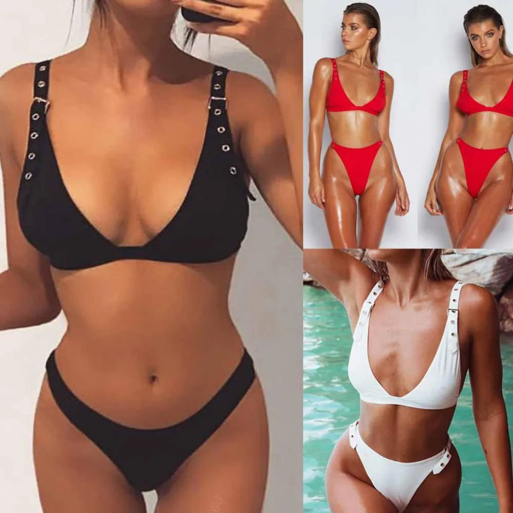 

MUQGEW 2019 New Bikinis Summer Swimwear Women Hollow Out Push-Up Padded Bra Beach Bikini Set Swimsuit Swimwear #0128