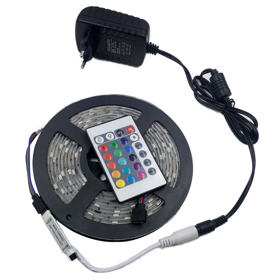 5 метров не водонепроницаемый RGB светодиодные полосы света SMD 2835 DC12V 60leds/м гибкий RGB освещения лента белый/теплый белый/синий в полоску