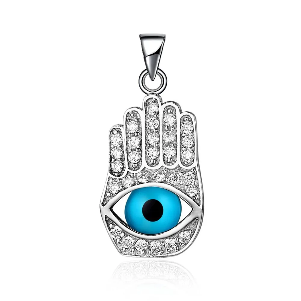 Aceworks Fatima Hamsa Hand Pendant 925 Sterling Silver Evil Eye Pendants Women Silver Jewelry