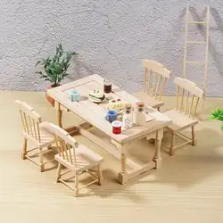 Кукольный домик 1:12 миниатюрный деревянный стул обеденный набор мебели для столовой для кукольного дома Кухня Еда игрушечная мебель