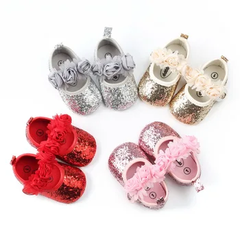 

DHL 200pai Emmababy Baby Girl Shoes Infant Toddler Floral Bling Wedding Party First walkers