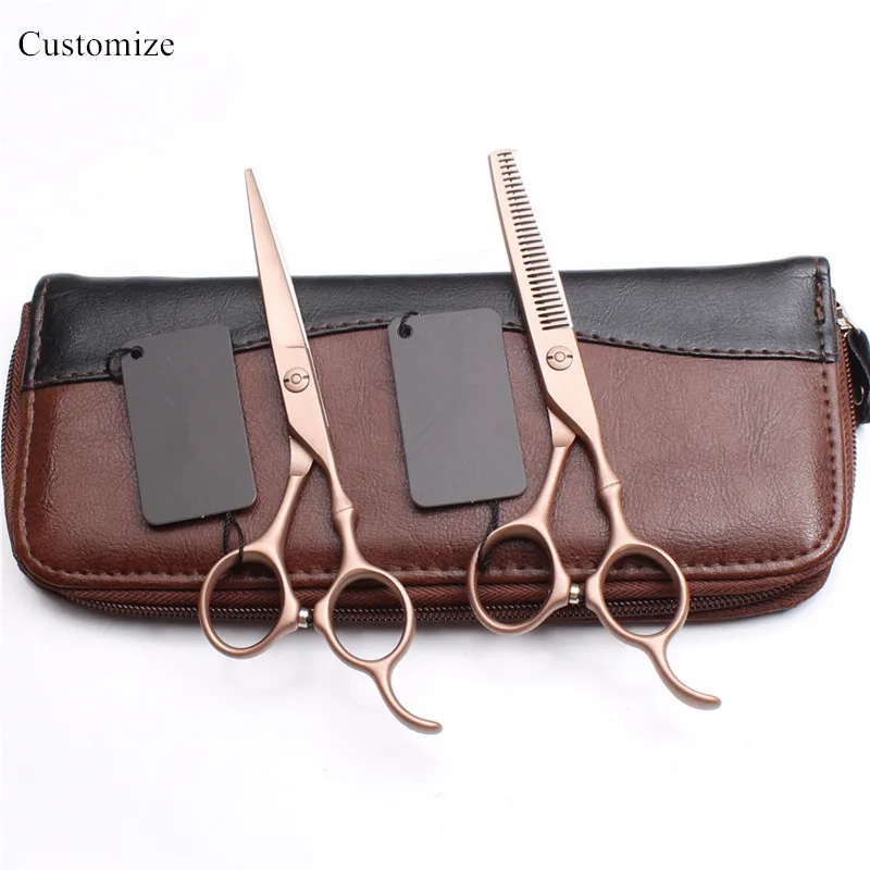 Customize Japan 5.5 & 6 '' Bamboo Hair Scissors Set Cutting Barber