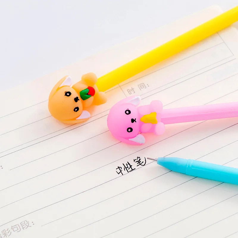 Animal dos Desenhos Cão de Leite Super Bonito Pequeno Animados Papelaria Caneta Neutra 0.5 Preto Estudante Kawaii Estacionário 40 Pçs
