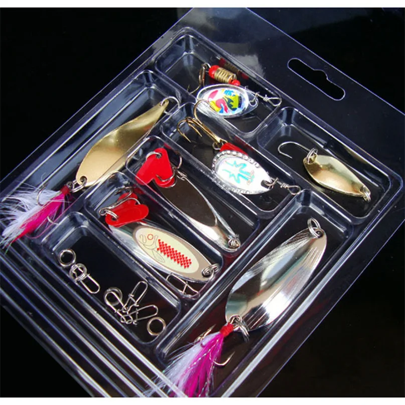Fishing Lures Spoon Bait Set Metal Lure Kit Sequins DD Fishing Lures with Box Treble Hooks Fishing Tackle hard Bait (2)