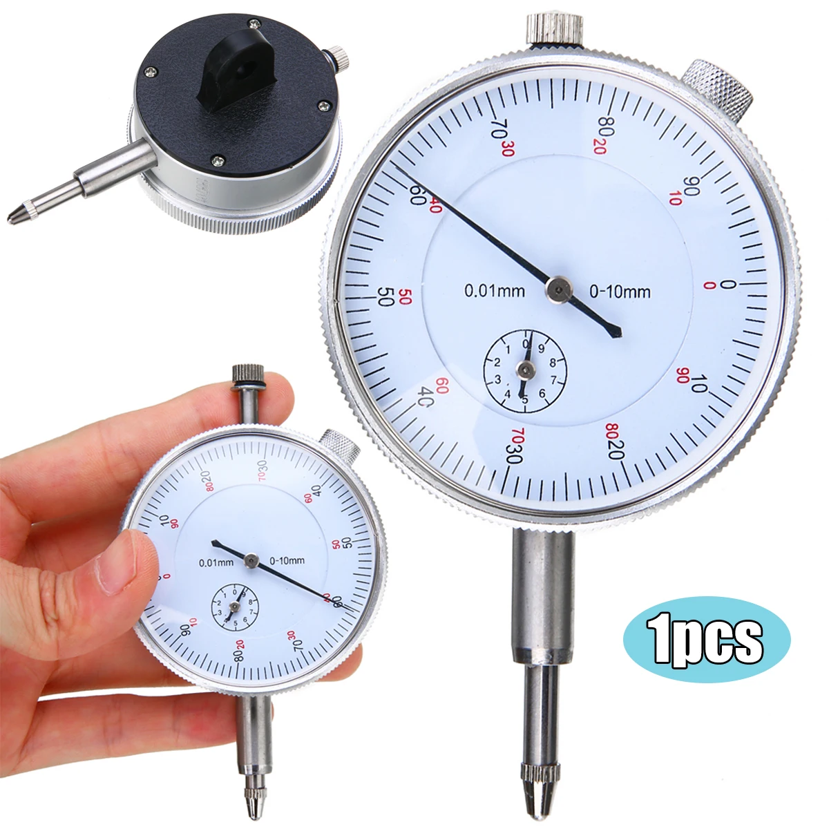 1pc 0.01mm Accuracy Indicator Gauge 55mm Diameter Dial Indicator Measurement Instrument Tool 0-10mm Measure Range