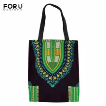 FORUDESIGNS/холщовая хозяйственная сумка африканские традиционные набойки мешок для подростков модная одежда для девочек хлопок эко сумка Бакалея сумка