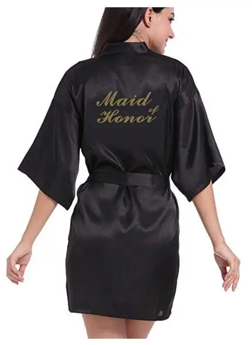 Сексуальное черное платье женское Короткое Кимоно для невесты халаты для свадебной вечеринки платье для матери невесты - Цвет: Maid of Honor