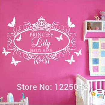 

Personalized Name Wall Decals Custom sleeps here with his kid Princess Girl custom name vinyl wall sticker decor you choose name