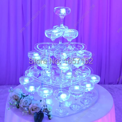 

Wedding wine tower, three tiers heart-shaped champagne tower, festive party supplies