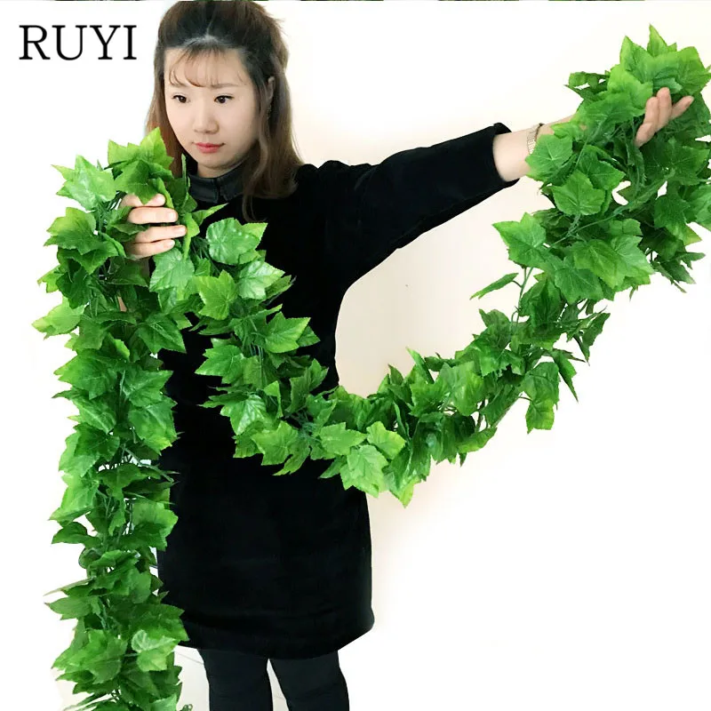 

210cm simulation plants Wall hanging green leaf Ivy vine For Home Wedding Decor wholesale diy Hanging Garland Artificial Flowers