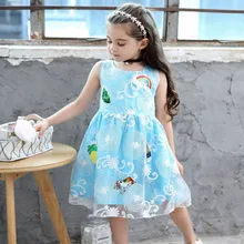 MERI AMMI/детская одежда для девочек, платье кружевное платье с цветочным рисунком, лошадкой, радугой и бантом в виде мороженого для маленьких девочек возрастом от 2 до 9 лет J515