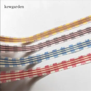 

Kewgarden Stripe Hairy Edge Satin Ribbon 15mm Handmade Tape DIY Earrings Brooch Hair Bowknot Accessories Packing Webbing 25 Yard