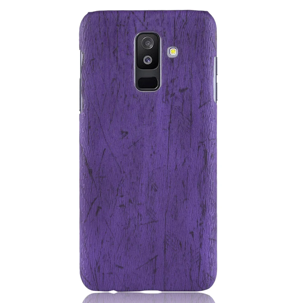 For Samsung Galaxy A6 Plus Case Hard PC+PU Leather Retro wood grain Phone Case For Samsung Galaxy A6 Plus Cover Luxury Wood Case