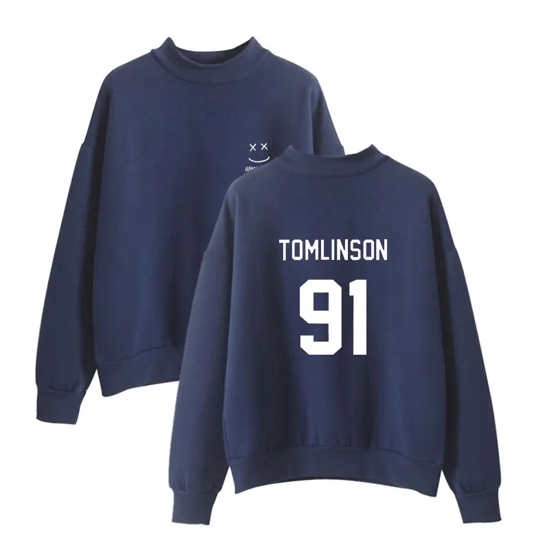 BTS England Singer Louis Tomlinson 91 Print High-necked Hoodie Sweatshirt Women Female Turtleneck Capless Sweatshirt XL Clothes