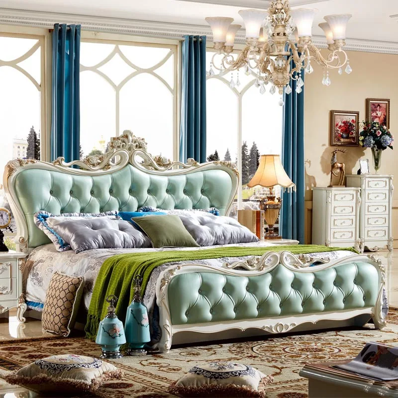 Procare Furniture Royal Antique Style Leather King Size Bed
