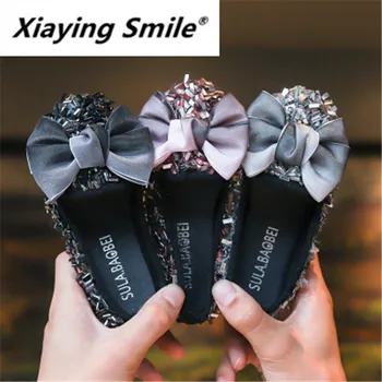 

Xiaying Smile Children's Shoes Fall 2019 New Korean Style Girl's Leather Shoes with Butterfly Ties and Soft soles F-16