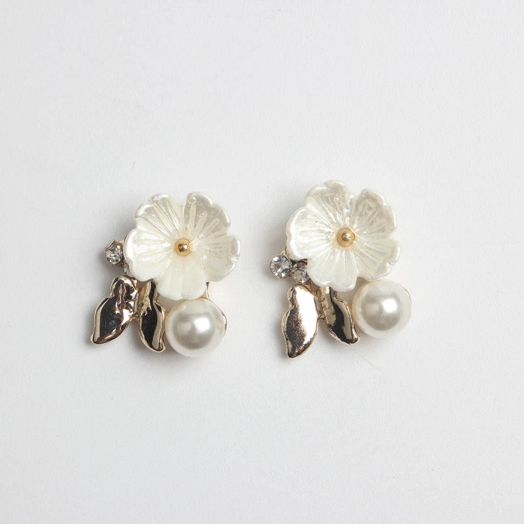 20pcs Mix Gold Base Metal Butterfly Rhinestone Pearl Buttons Flatback Hair Embellishment Button Hairbow Center Decoration Craft