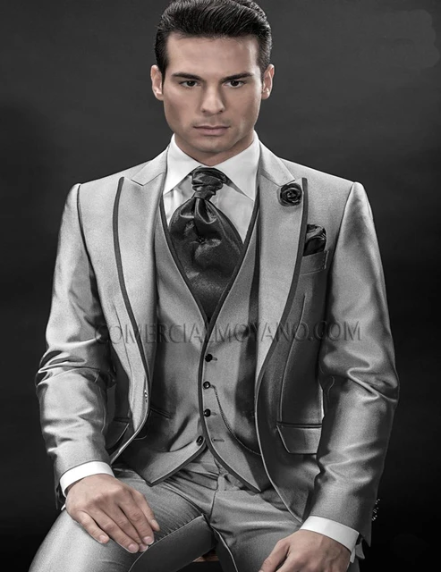 Traje italiano 2019 hecho personalizado Grey esmoquin novio trajes chaqueta + chaleco un de novio mejor hombre trajes de hombre - AliExpress Mobile