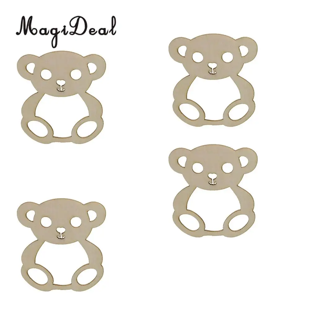 10pcs Vintage Bear Wooden Pieces Wedding Baby Shower Gift Tags Scrapbooking Embellishments DIY Craft