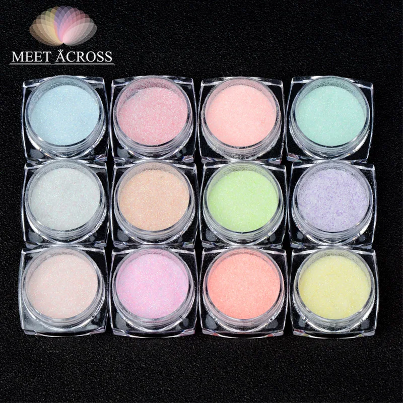 

MEET ACROSS Mirror Nail Glitter Powder Gold Color Purple Dust Powder Manicure Nail Art Glitter Chrome Pigment Decoration Set