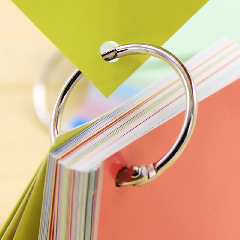 20-80mm Metal Loose Leaf Book Binder Hinged Rings Keychain Album Ring Scrapbook Binders Craft Photo Album Circle Clips 10Pcs/Lot Loose Leaf Notebook Binder