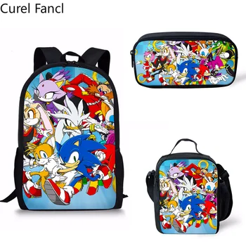 

New Customized Set sonic the hedgehog girl School Bag Kid Backpack Zipper Backpacks School Bag Teenager Girls Book pencil bags