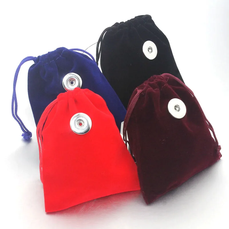 

5Pcs 10*12cm Snap Button Jewelry Black Velvet Bag Drawstring Pouch Necklace Bracelet Beads Bags Jewelry Packaging Gift Bag 8752