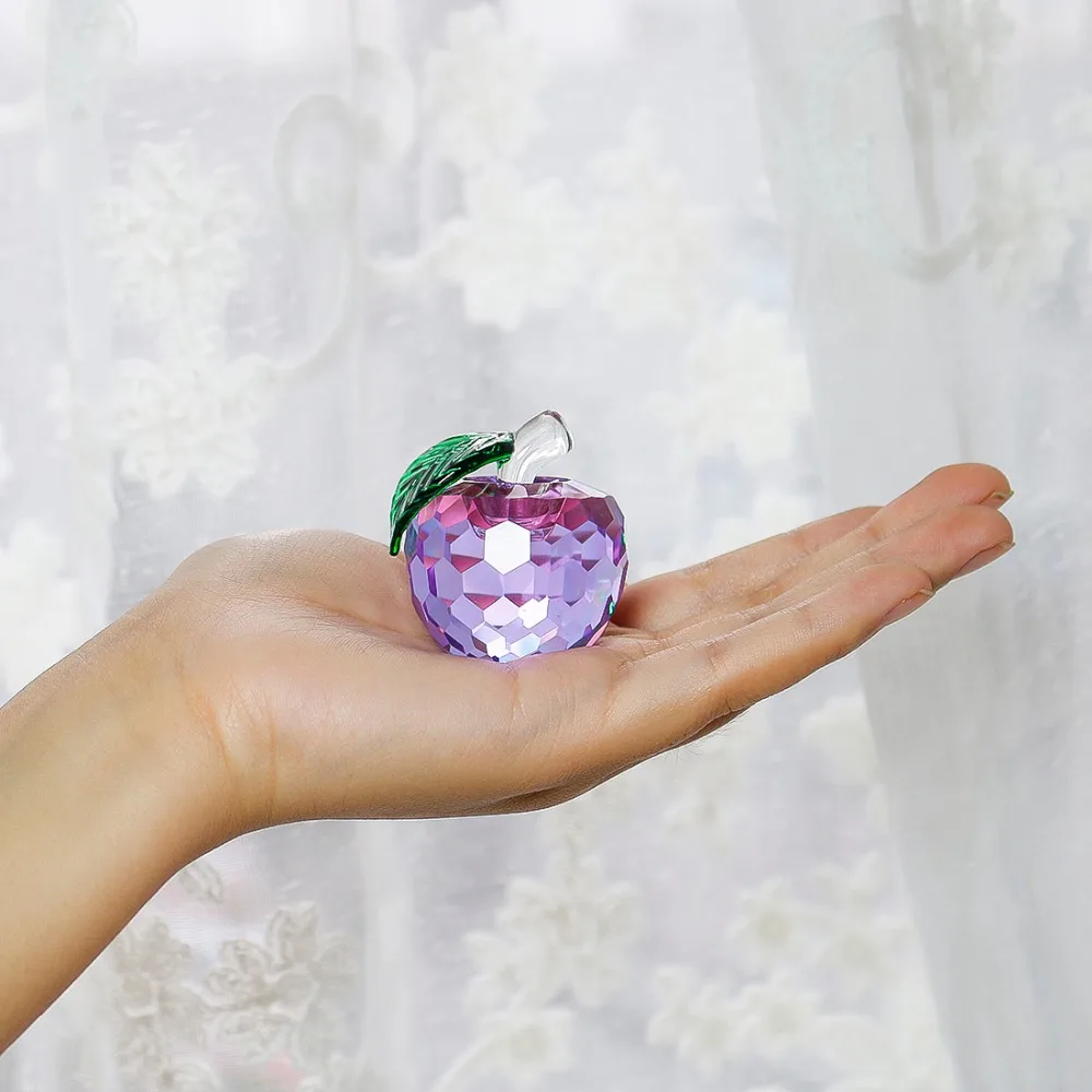 H& D 40 мм кристалл зеленое яблоко пресс-папье 3D стекло кварц ремесла домашний декор фэн-шуй украшения Статуэтка миниатюрный сувенир подарки