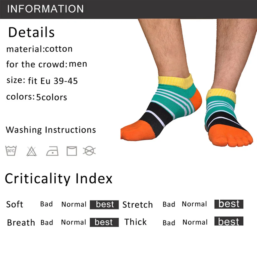 5 пар/лот Для мужчин s хлопок носок Носки полосатый Контрастность Красочные Лоскутная Для мужчин пять пальцев Носки лодыжки Лодка Носки Meia